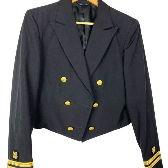 Black Blazer Gold Buttons & Detail Women Small to Medium - Picture 3 of 12